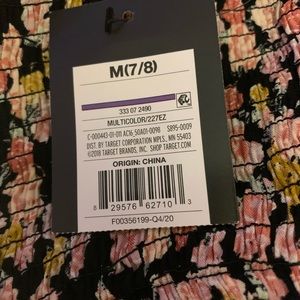 Brand New Girls Size Medium 7/8 Multicolor Floral Cinch Front Walk-Through Dress